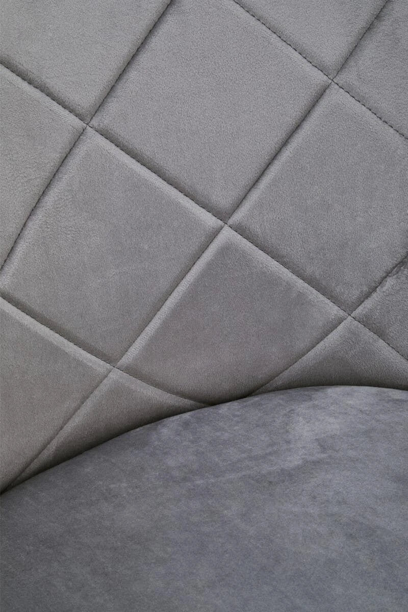 Tamzin Mink Velvet Quilted Dining Chair with Chrome Finish Legs