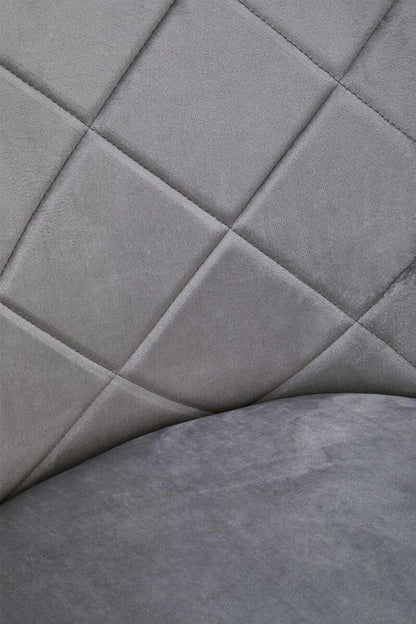 Tamzin Mink Velvet Quilted Dining Chair with Chrome Finish Legs