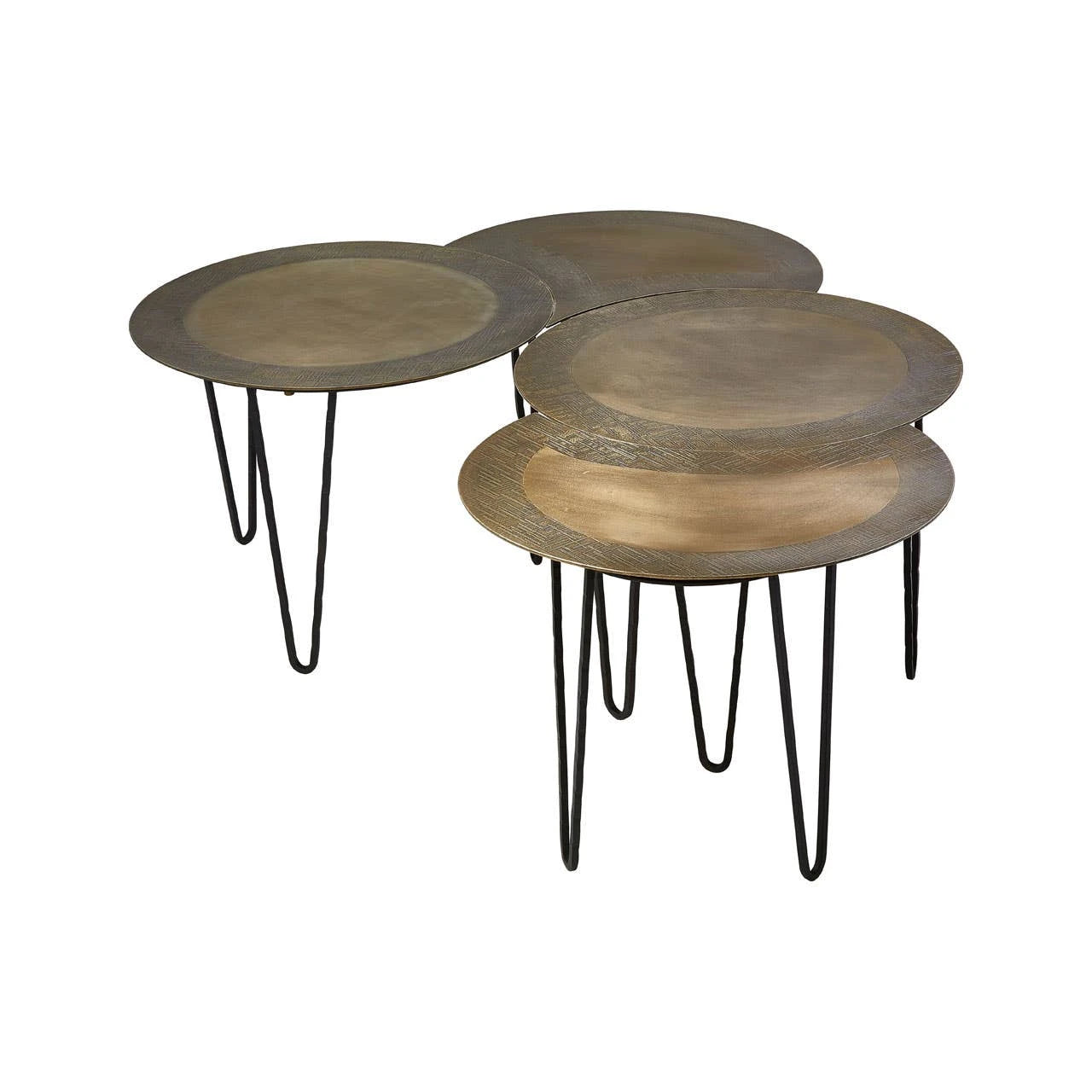 Rany Antique Brass Finish Set Of 4 Coffee Table