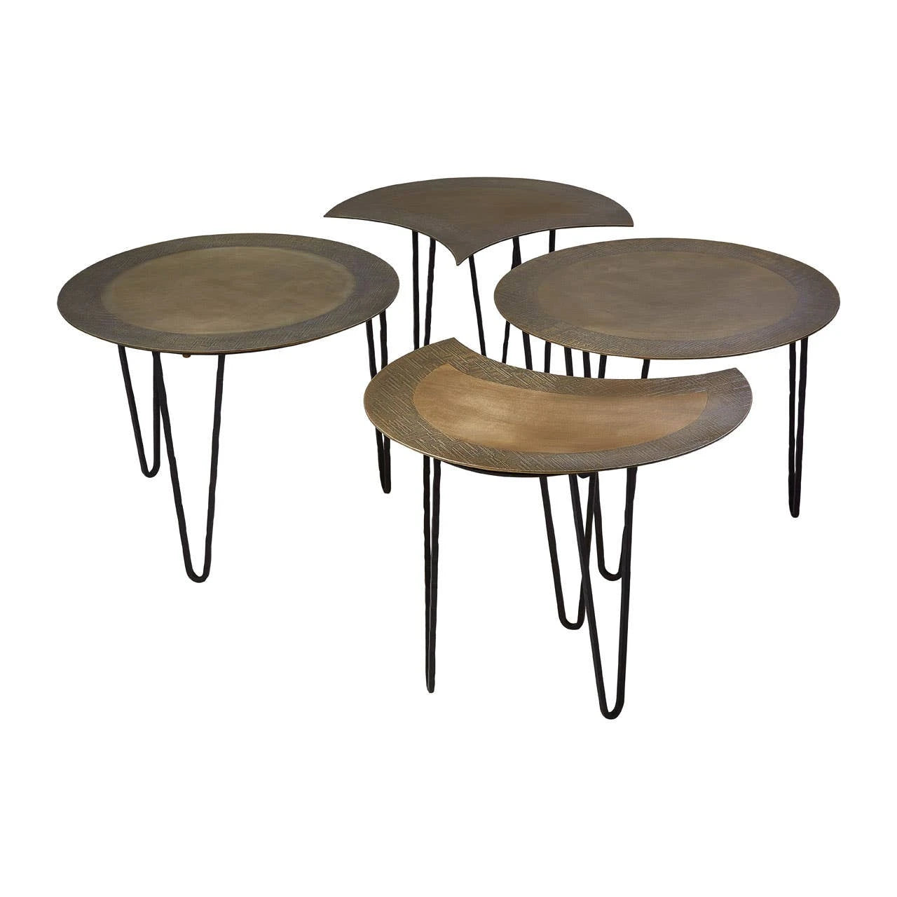 Rany Antique Brass Finish Set Of 4 Coffee Table