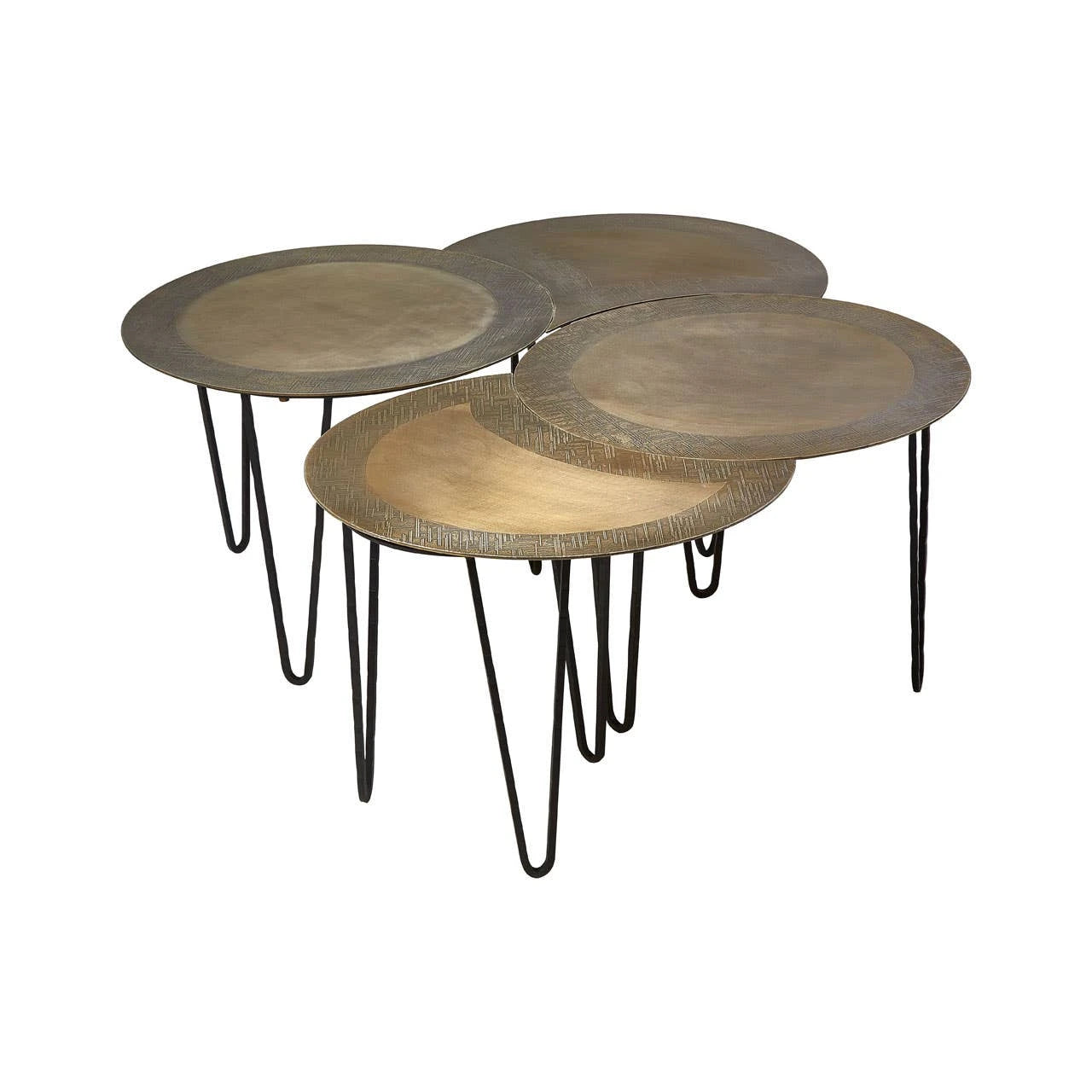 Rany Antique Brass Finish Set Of 4 Coffee Table