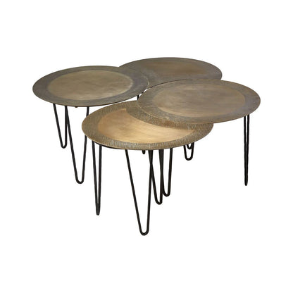 Rany Antique Brass Finish Set Of 4 Coffee Table