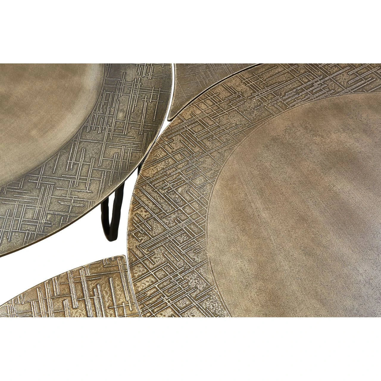 Rany Antique Brass Finish Set Of 4 Coffee Table