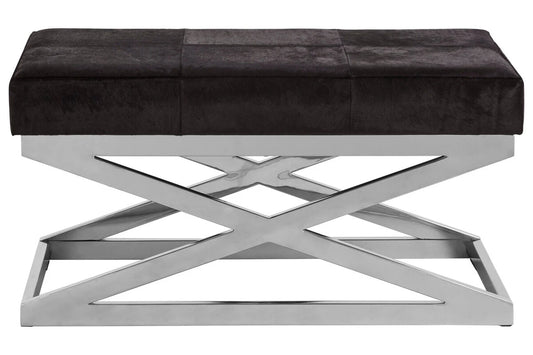 Kensington Townhouse Hair On Leather Cross Base Bench