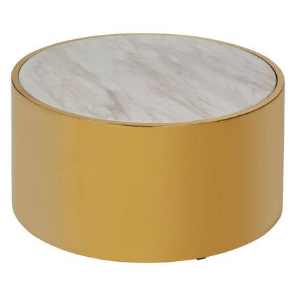 Carlox Round Gold and Marble Effect Coffee Table