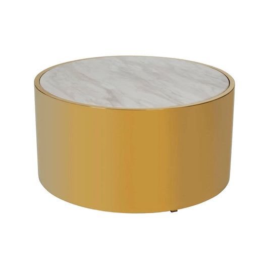 Carlox Round Gold and Marble Effect Coffee Table