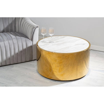 Carlox Round Gold and Marble Effect Coffee Table