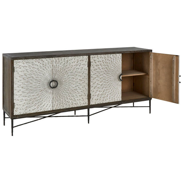 Milan 4 Door Recycled Elm Wood Sideboard