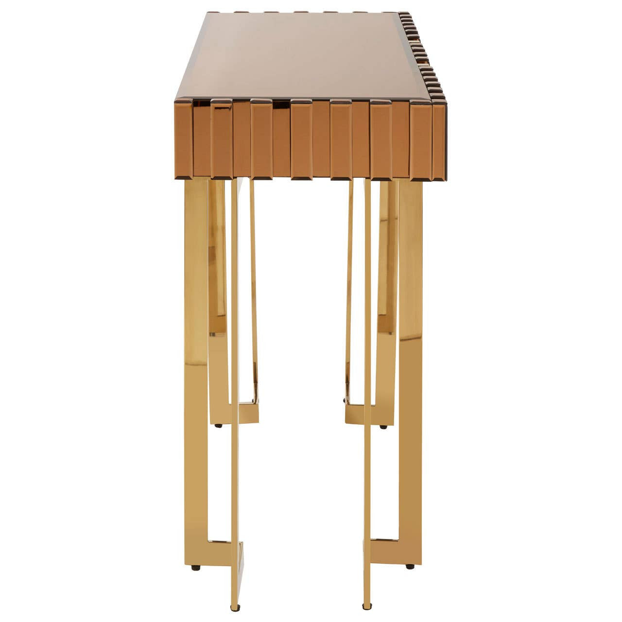 Rivoli Mirrored Top Console Table With Gold Polished Frame