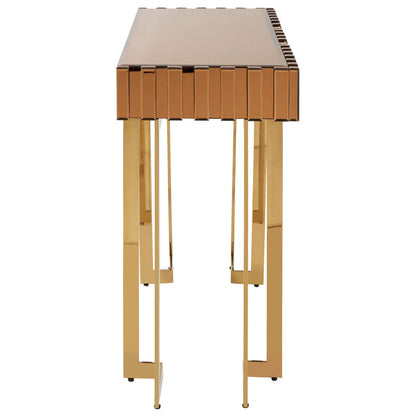 Rivoli Mirrored Top Console Table With Gold Polished Frame