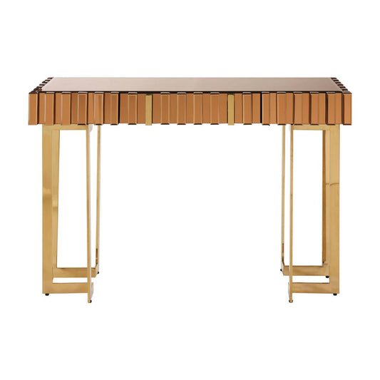 Rivoli Mirrored Top Console Table With Gold Polished Frame