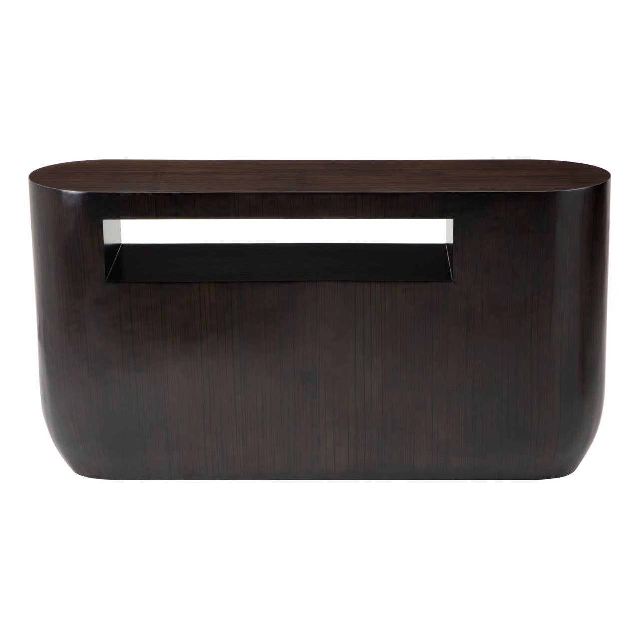 Gabelle Oval Ebony Bamboo Console Table