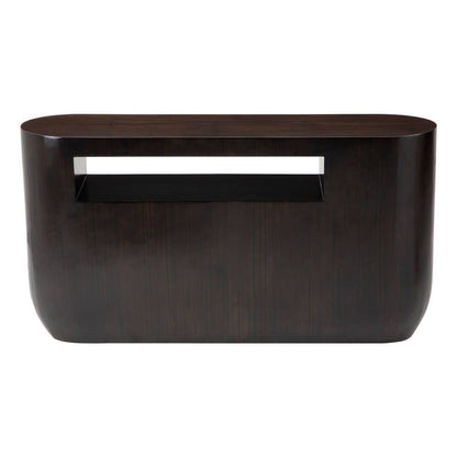 Gabelle Oval Ebony Bamboo Console Table