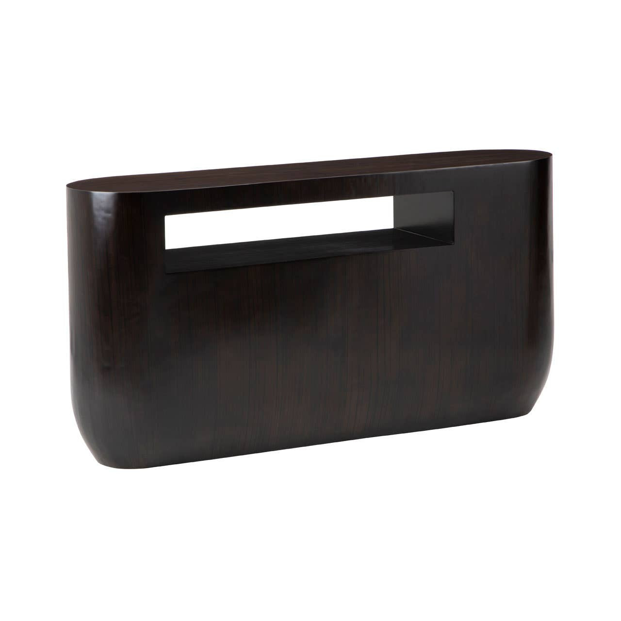 Gabelle Oval Ebony Bamboo Console Table