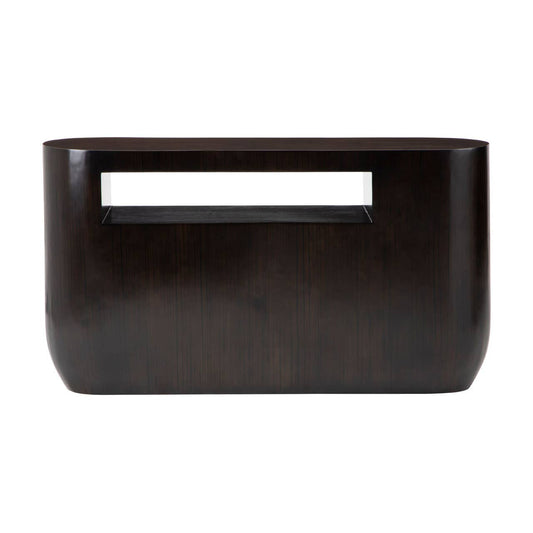 Gabelle Oval Ebony Bamboo Console Table