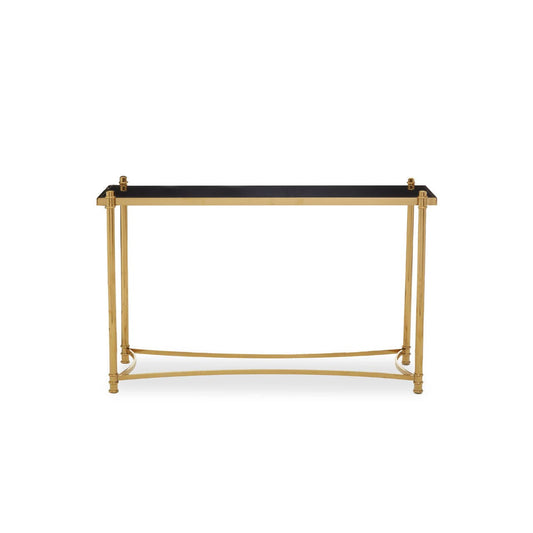 Ackley Gold Console Table with Black Glass