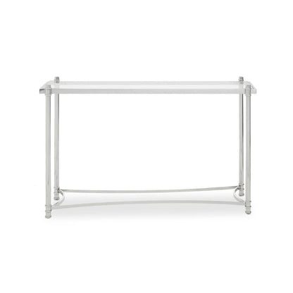Ackley Silver Console Table with Clear Glass