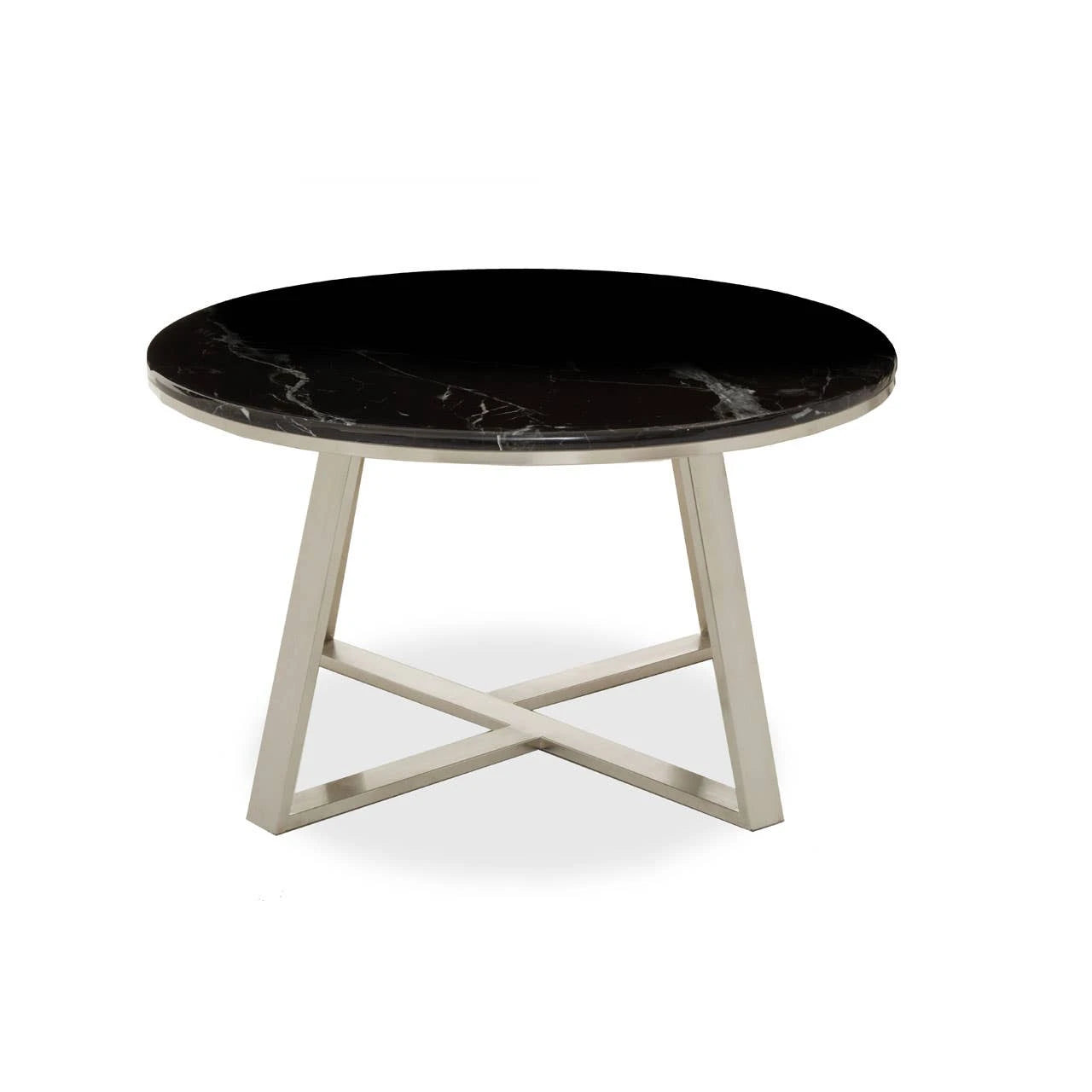 Alvaro Round Coffee Table With Black Marble Top