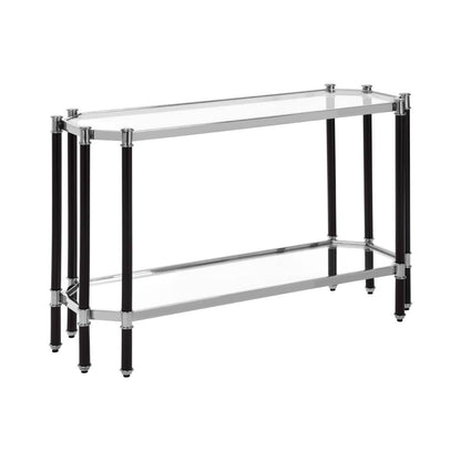 Allessi Silver and Black Console Table with Glass Top