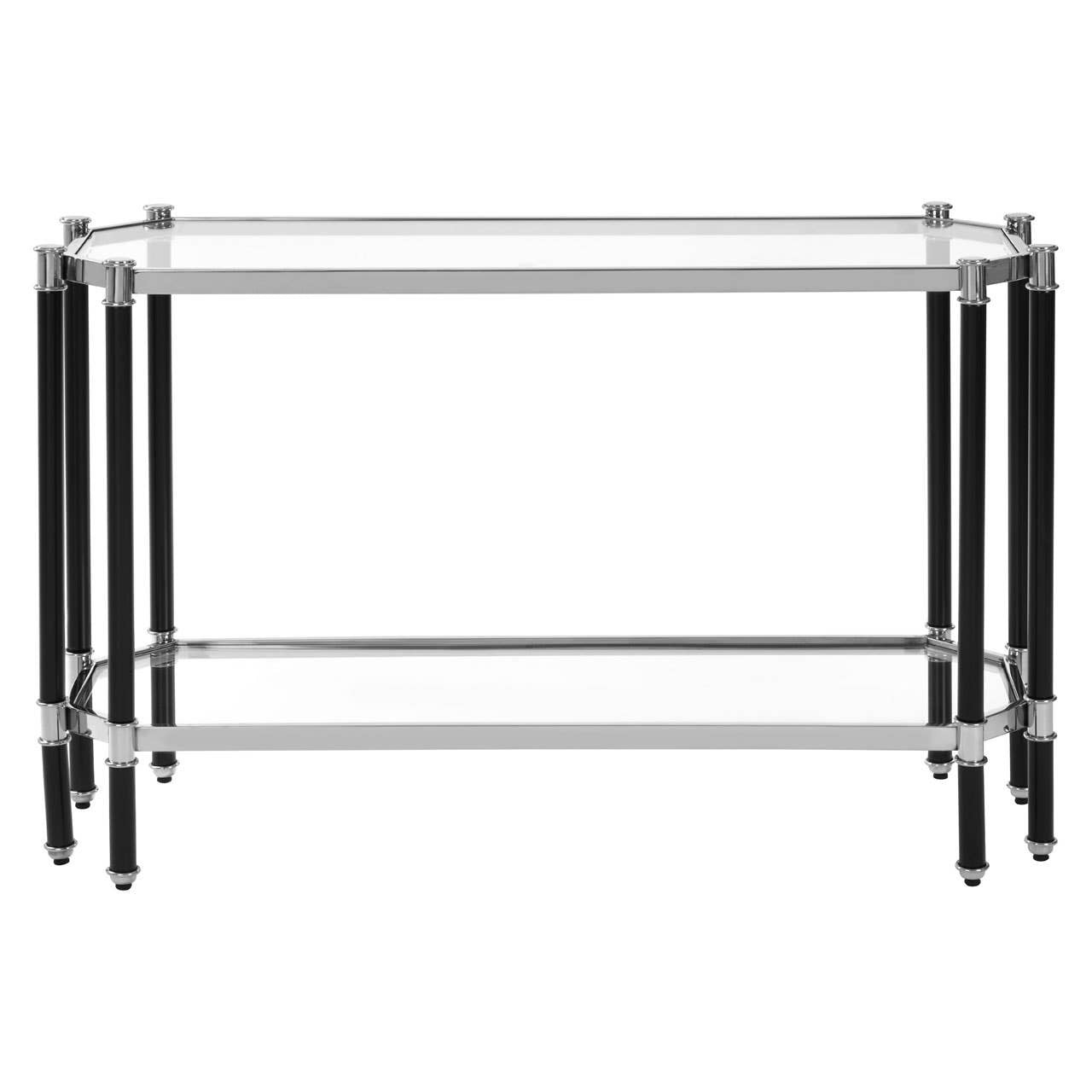 Allessi Silver and Black Console Table with Glass Top