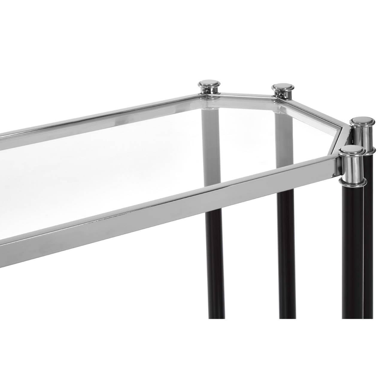 Allessi Silver and Black Console Table with Glass Top