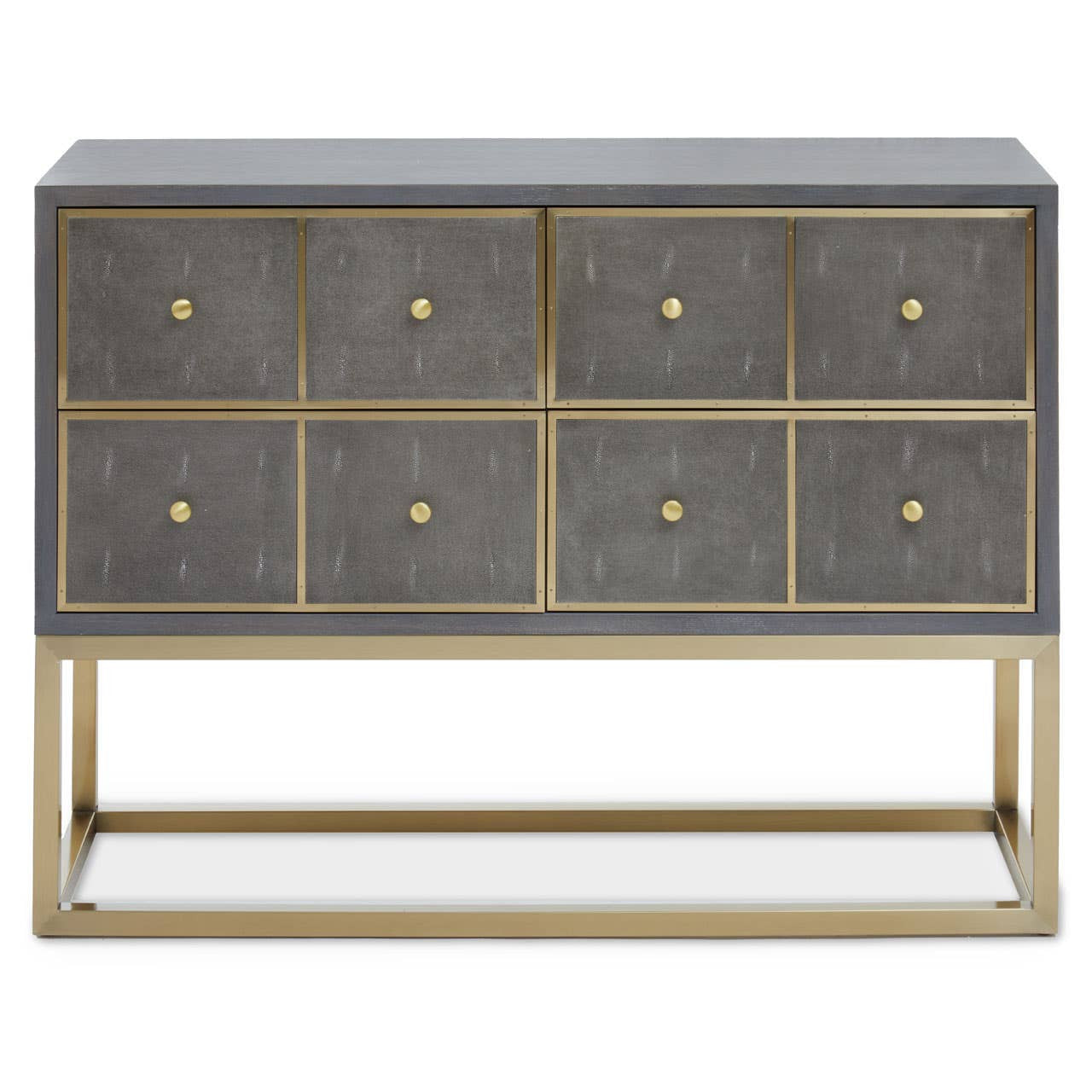 Deskey Grey Shagreen Effect Four Drawer Console Table