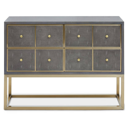 Deskey Grey Shagreen Effect Four Drawer Console Table