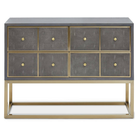 Deskey Grey Shagreen Effect Four Drawer Console Table