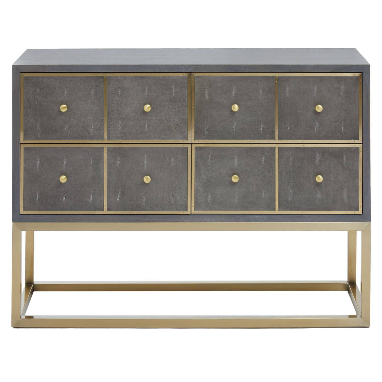 Deskey Grey Shagreen Effect Four Drawer Console Table