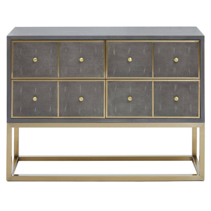 Deskey Grey Shagreen Effect Four Drawer Console Table