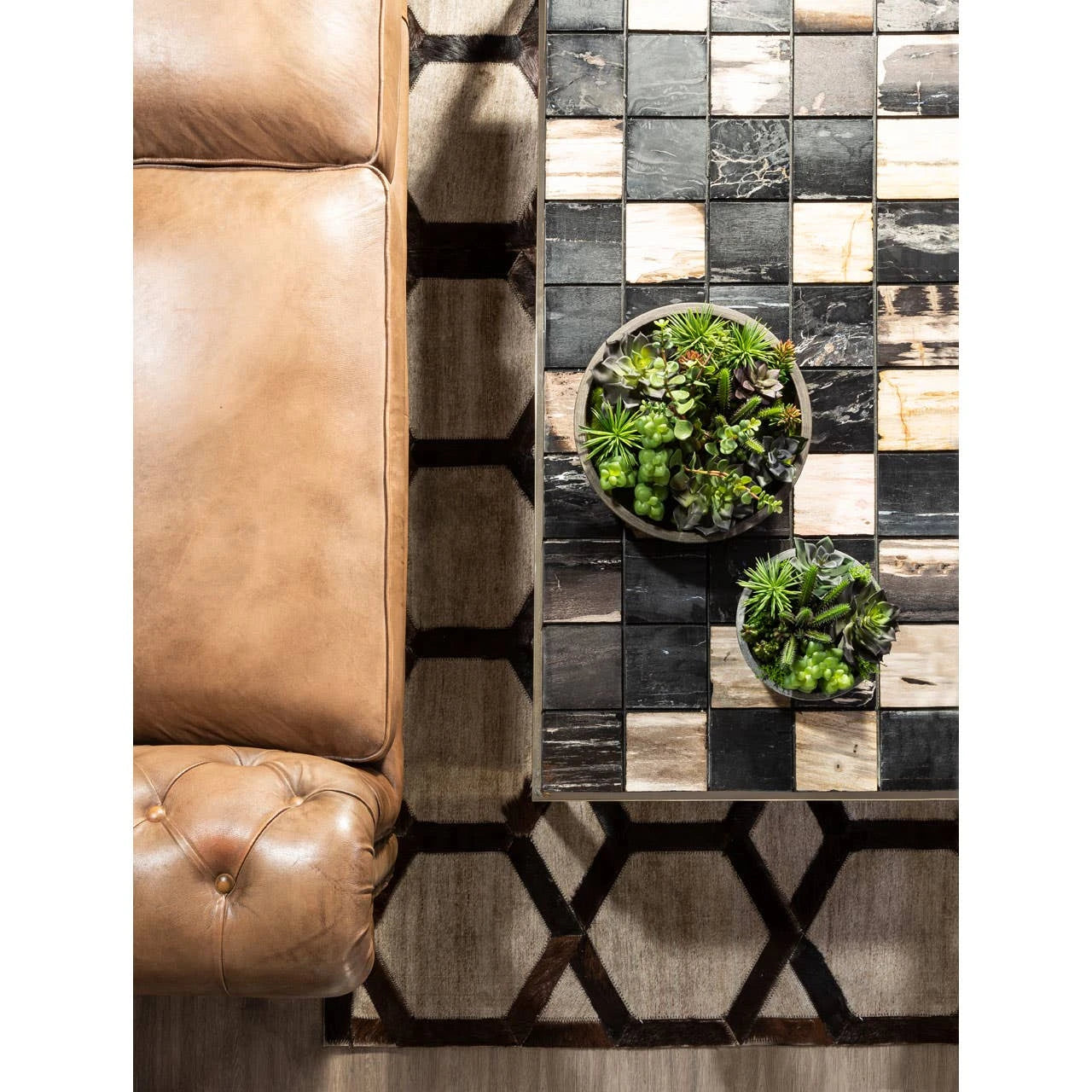 Relic Petrified Wood Chequered Coffee Table