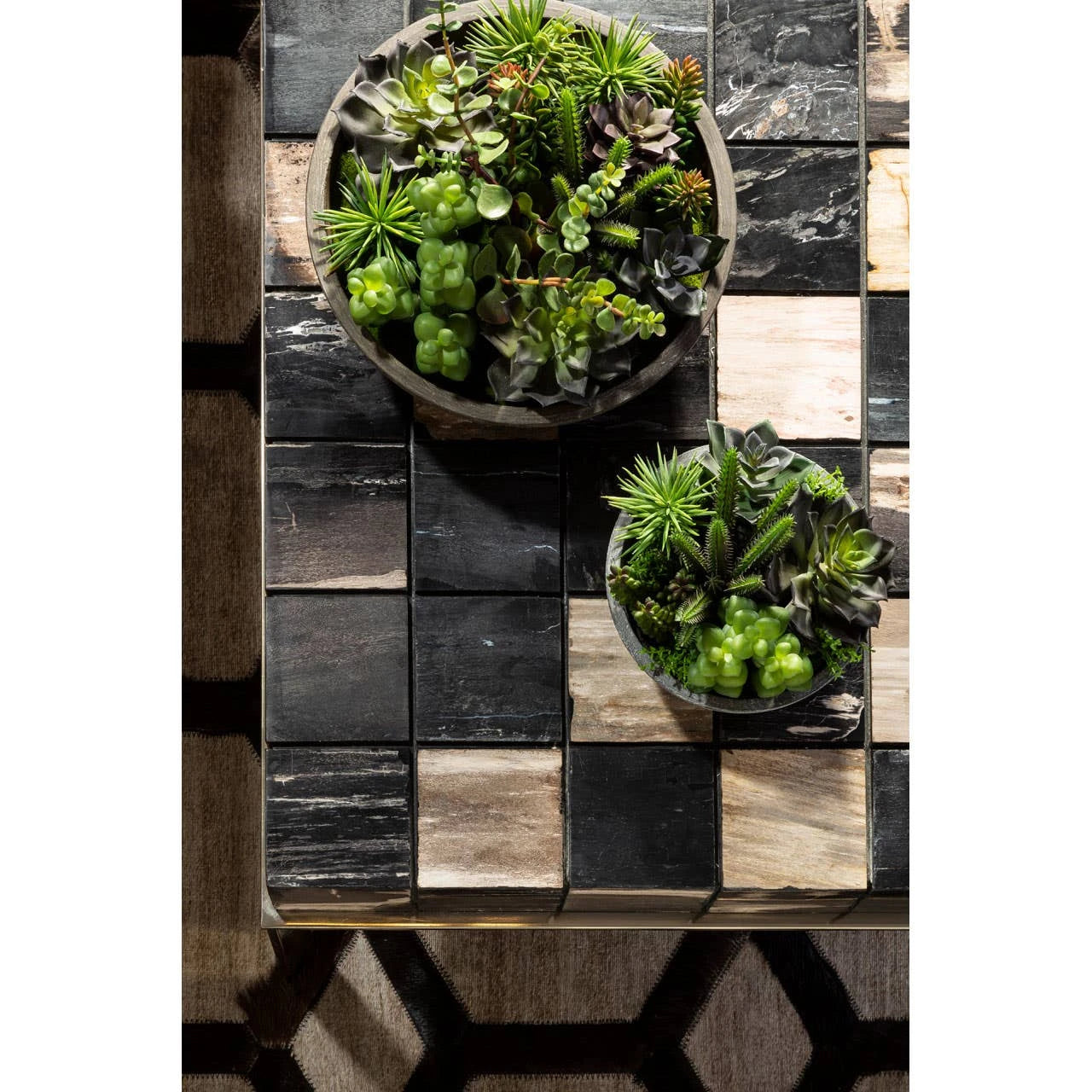 Relic Petrified Wood Chequered Coffee Table