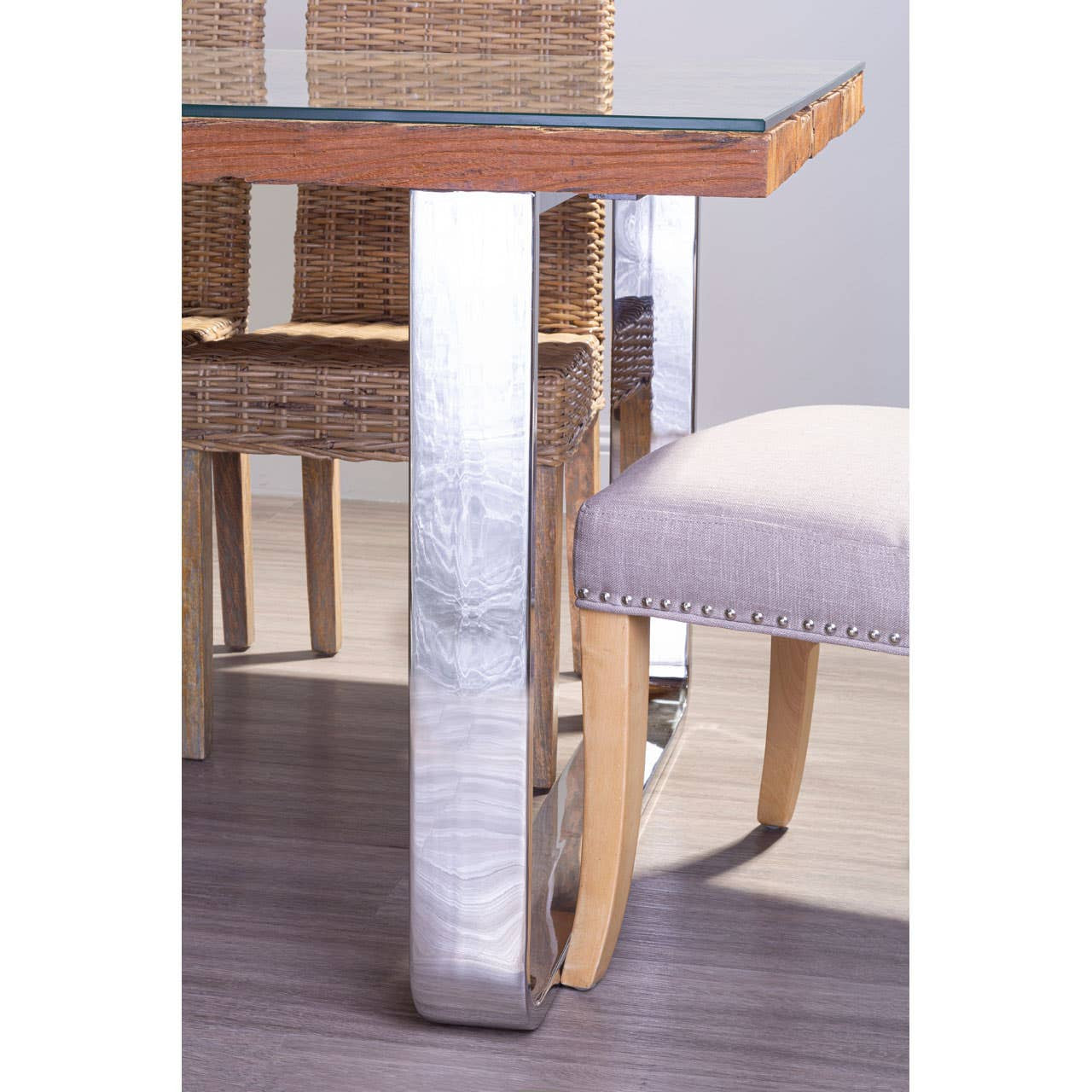 Kerala Natural U Shaped Base Console Table