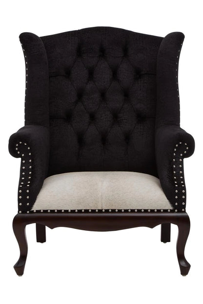 Cala Black Textured Armchair with Tufted Back