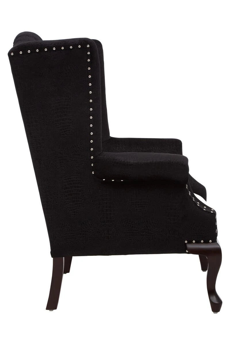 Cala Black Textured Armchair with Tufted Back