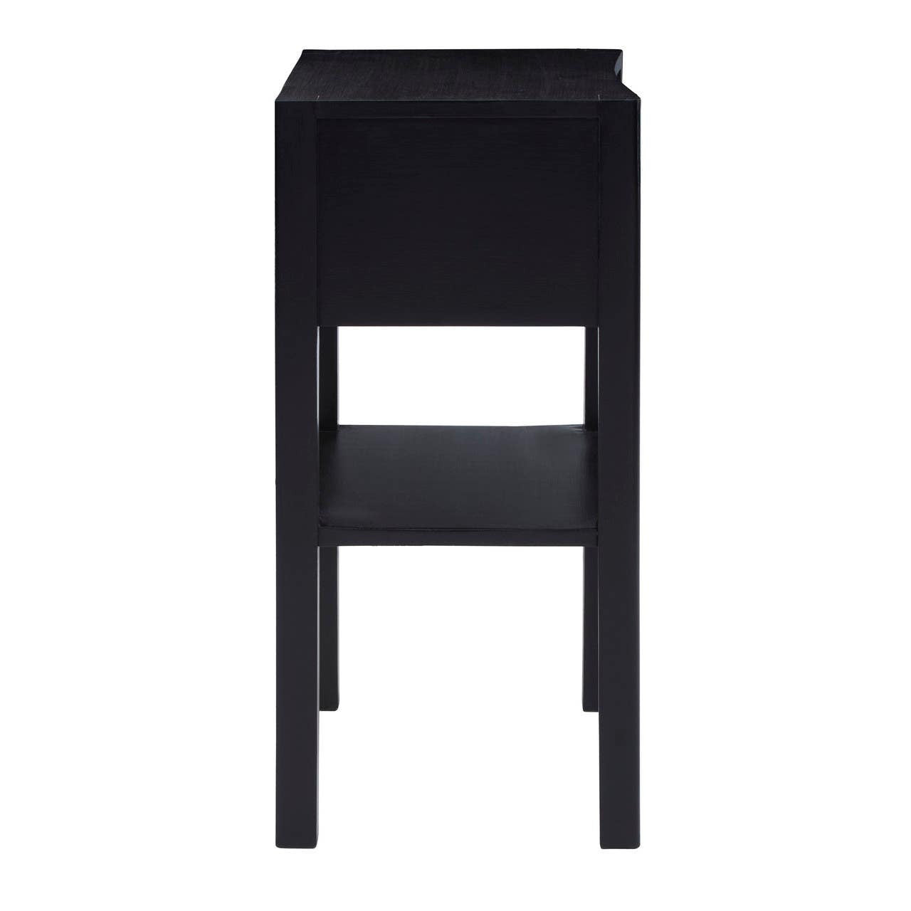 Corso Black Bedside Table with Rattan Drawer