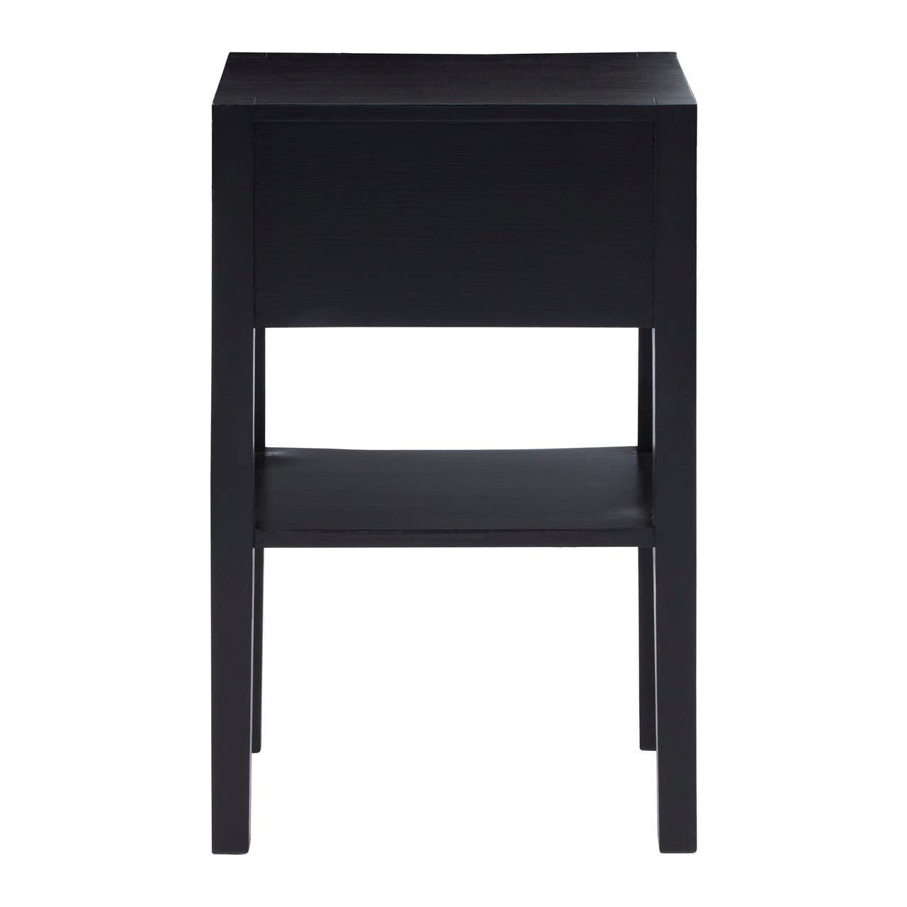 Corso Black Bedside Table with Rattan Drawer