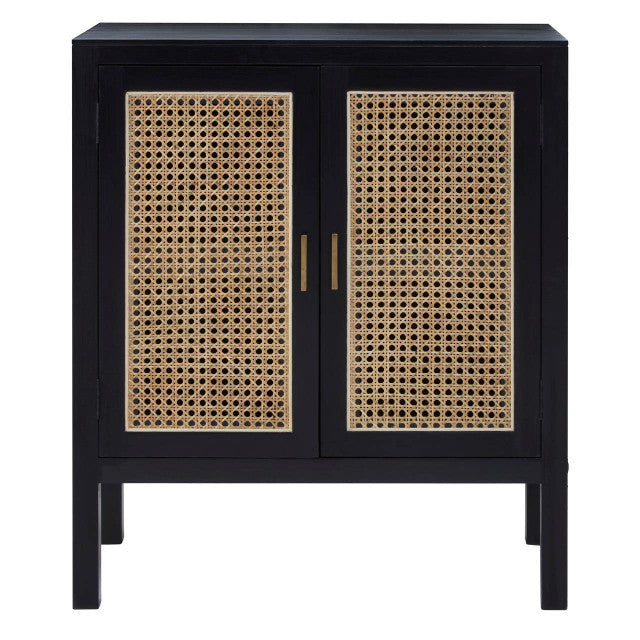 Corso Black Sideboard with Two Rattan Doors