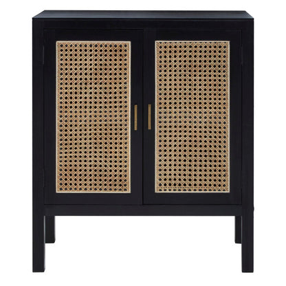 Corso Black Sideboard with Two Rattan Doors
