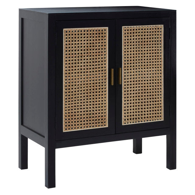 Corso Black Sideboard with Two Rattan Doors