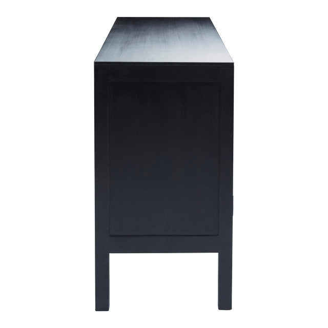 Corso Black Sideboard with 3 Rattan Doors