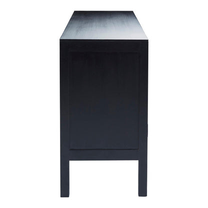 Corso Black Sideboard with 3 Rattan Doors