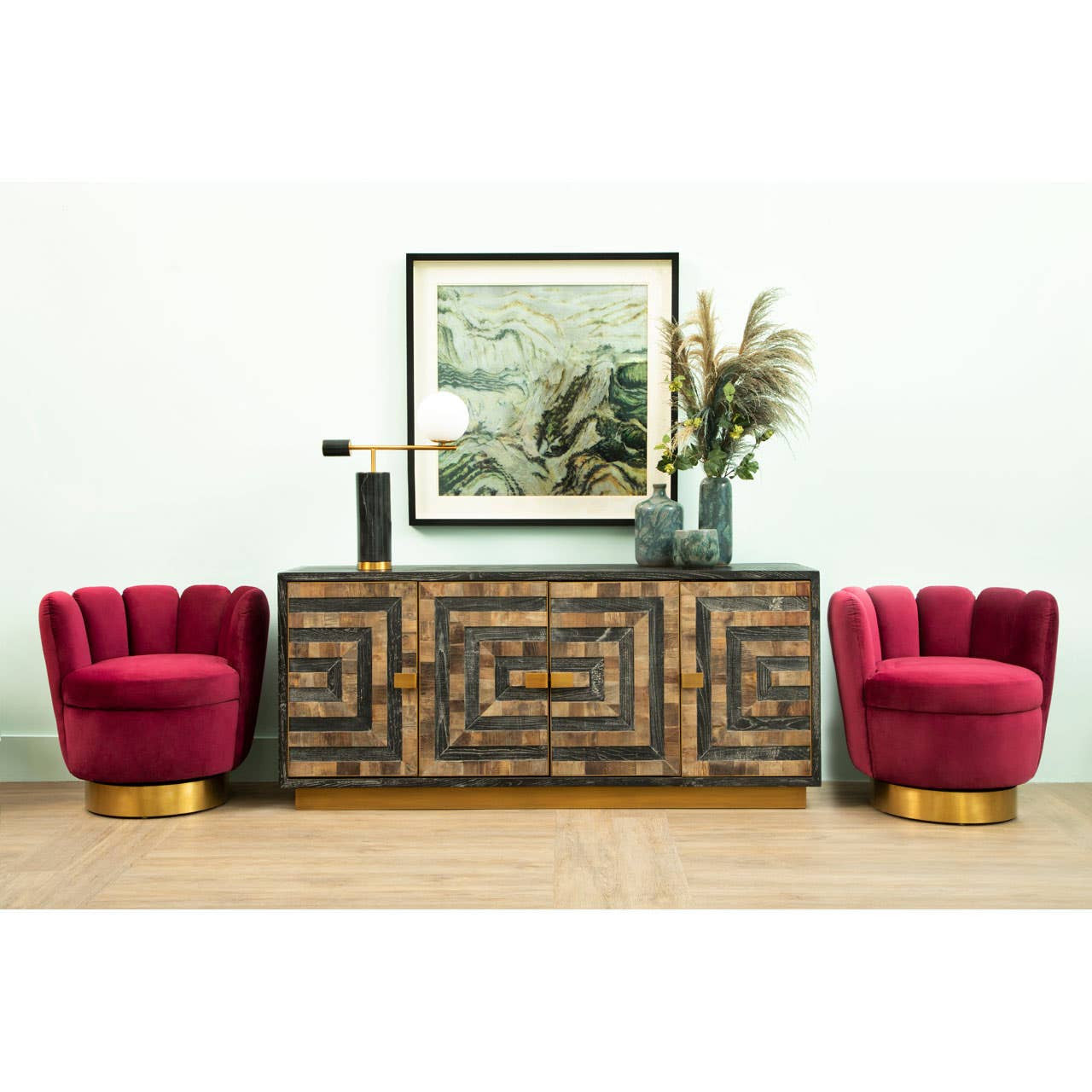 Roselle Four Door Recycled Elm Wood Sideboard
