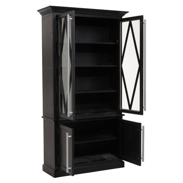 Lyon Black Oak Wood Tall Cabinet