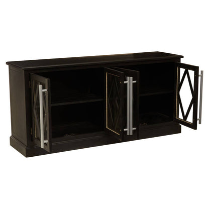 Lyon Black Oak Wood 4 Door Sideboard