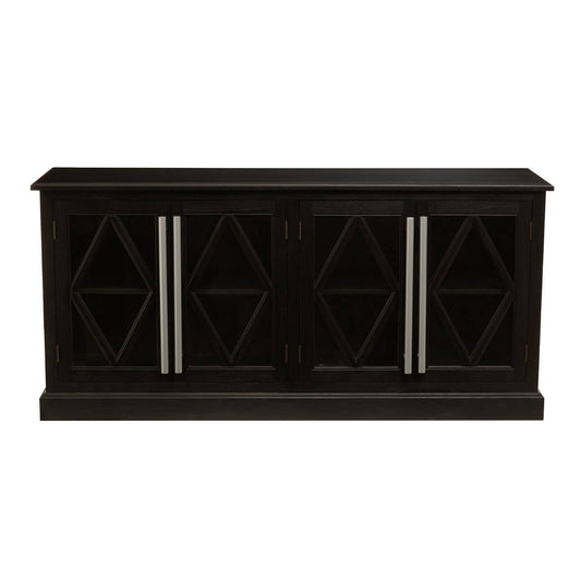 Lyon Black Oak Wood 4 Door Sideboard