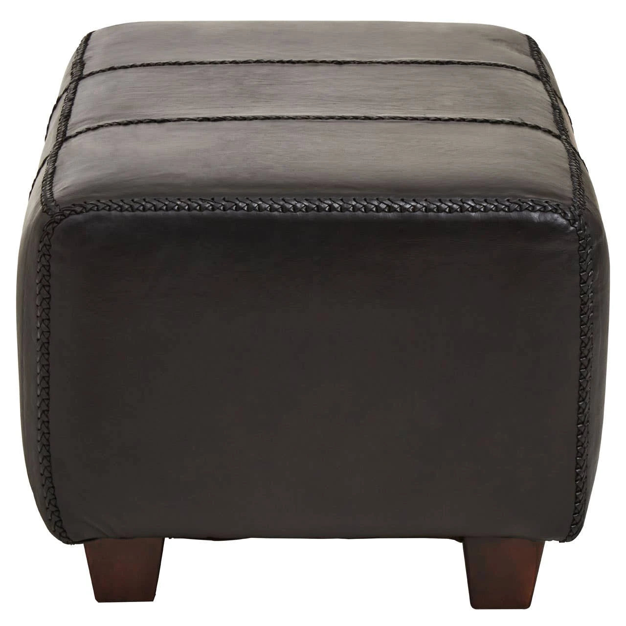 Inca Black Leather Bench with Teak Wood Legs