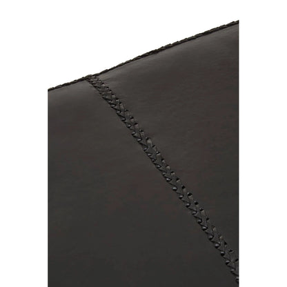 Inca Black Leather Bench with Teak Wood Legs