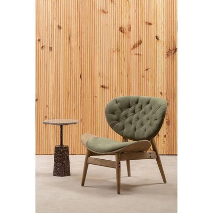Vinsi Green Velvet Chair with Grey Elm