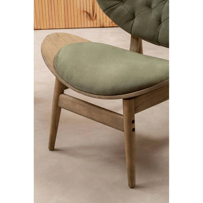 Vinsi Green Velvet Chair with Grey Elm